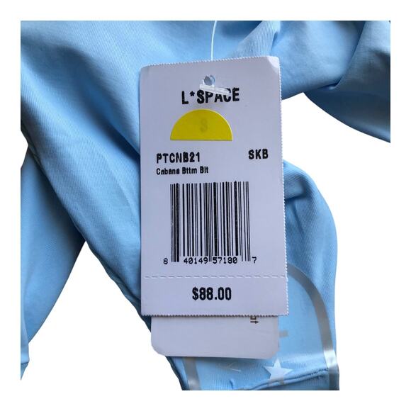 L Space Cabana Bitsy Cut Blue Rib Bikini Bottom Stretch Women's Size Small NWT - Picture 6 of 11